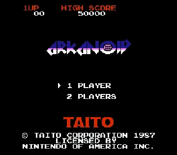 Arkanoid (USA) screen shot title